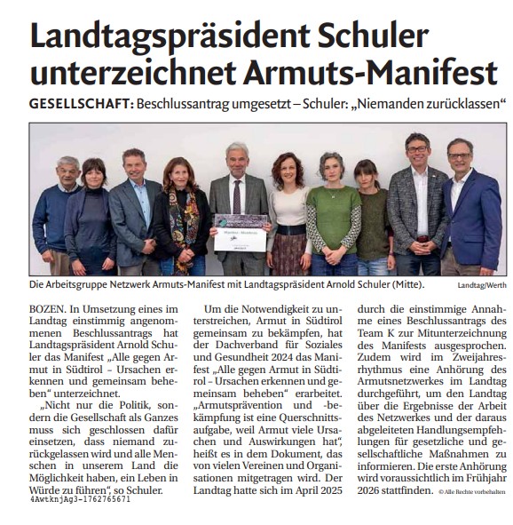 Landtagspräsident Schuler unterzeichnet das Manifest